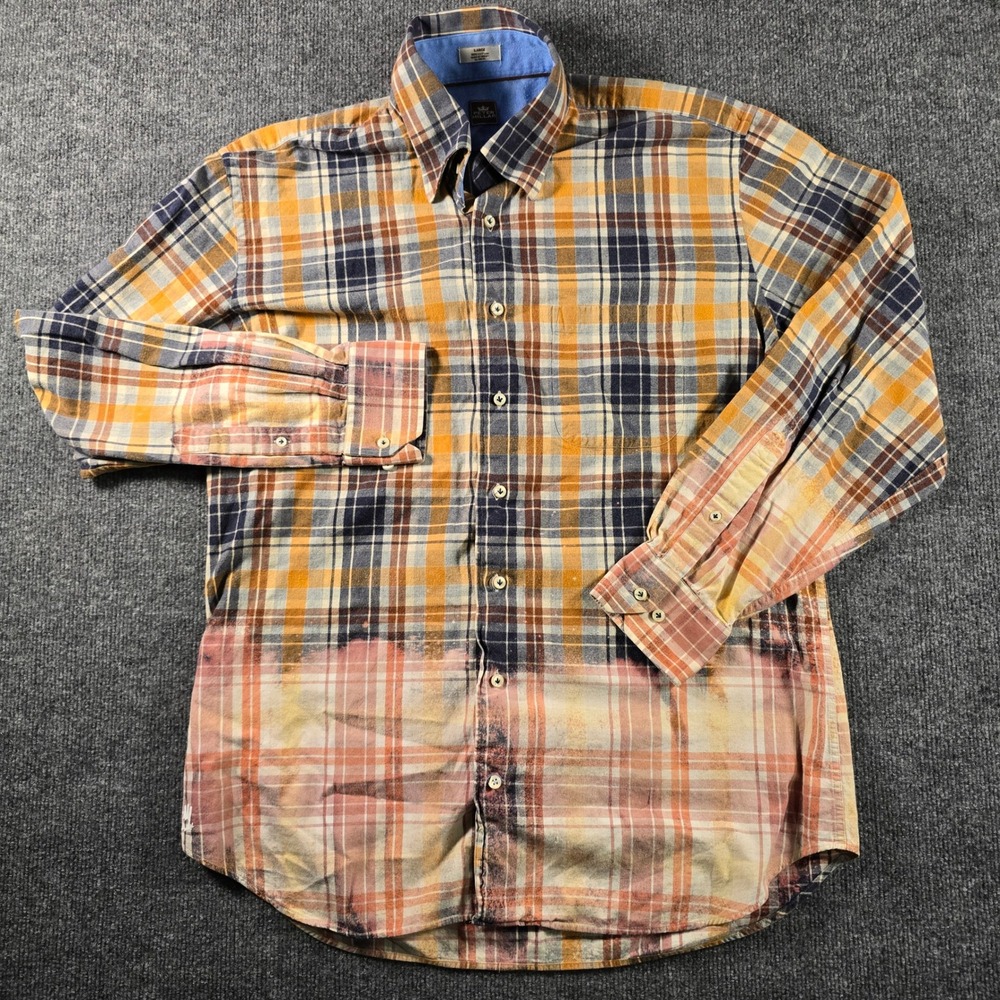 Peter Millar Be A Kind Human Bleached Plaid Button Down Shirt Mens Large L